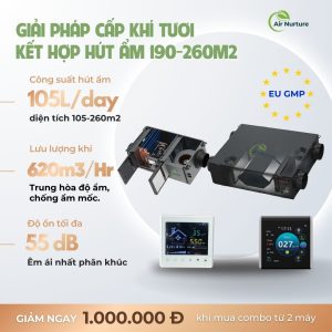 Giải pháp cấp khí tươi kết hợp hút ẩm cho diện tích 190–260m²